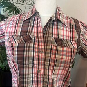 Women's Plaid Short Sleeve Shirt Size S Canyon Guide Outfitters Two Pockets